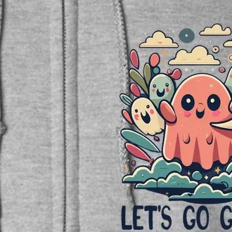 Cute Retro Ghosts Lets Go Ghouls Halloween Gift Full Zip Hoodie