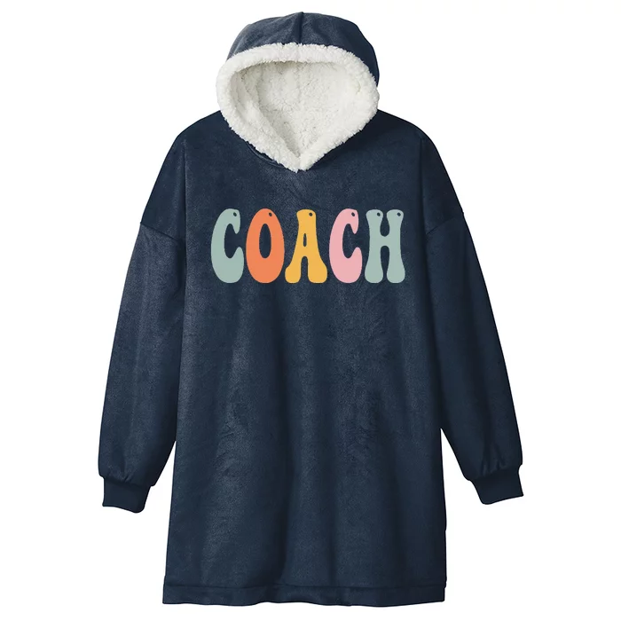 Coach Retro Groovy Vintage Women Happy First Day Of School Hooded Wearable Blanket