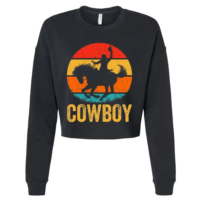 Cowboy Rodeo Horse Gifts Country Vintage Western Cowboy Cropped Pullover Crew