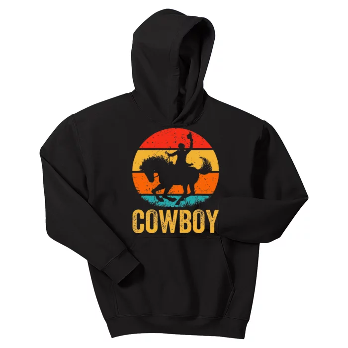 Cowboy Rodeo Horse Gifts Country Vintage Western Cowboy Kids Hoodie