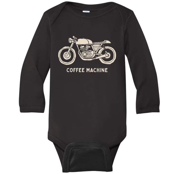 Cafe Racer Hand Drawn Motorcycle Design Baby Long Sleeve Bodysuit