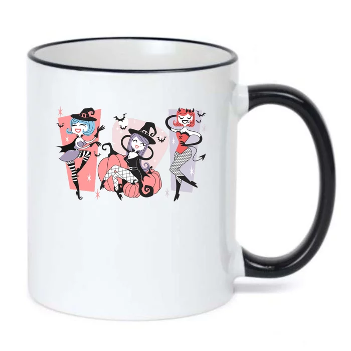 Cute Retro Halloween Pinup Girls Black Color Changing Mug