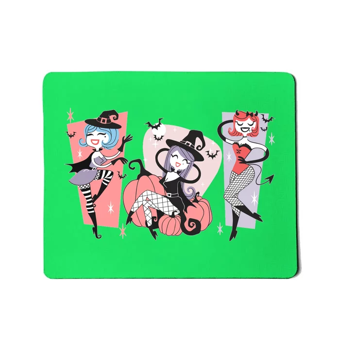 Cute Retro Halloween Pinup Girls Mousepad