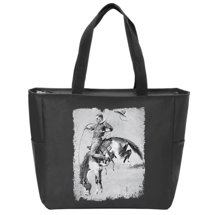 Cowboy Rodeo Horse Western Country Vintage Riding Usa Zip Tote Bag