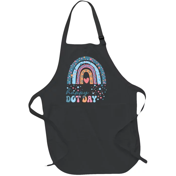 Cute Rainbow Happy Dot Day Teacher Full-Length Apron With Pocket