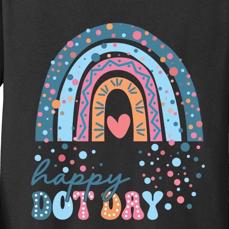 Cute Rainbow Happy Dot Day Teacher Kids Long Sleeve Shirt