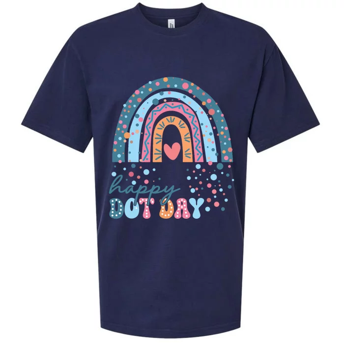 Cute Rainbow Happy Dot Day Teacher Sueded Cloud Jersey T-Shirt