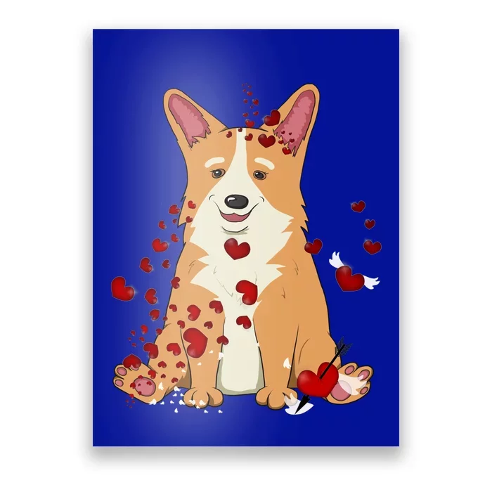 Corgi Red Hearts Funny Dog Mom Valentines Day Corgi Lover Gift Poster