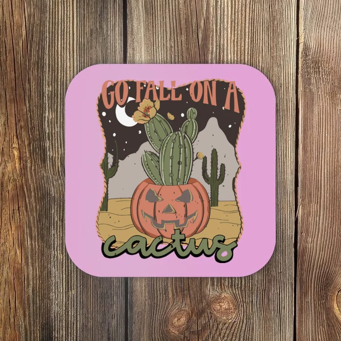 Cactus Retro Halloween Pumpkin Vintage Pumpkin Halloween Coaster