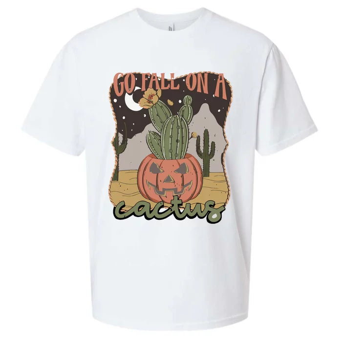 Cactus Retro Halloween Pumpkin Vintage Pumpkin Halloween Sueded Cloud Jersey T-Shirt