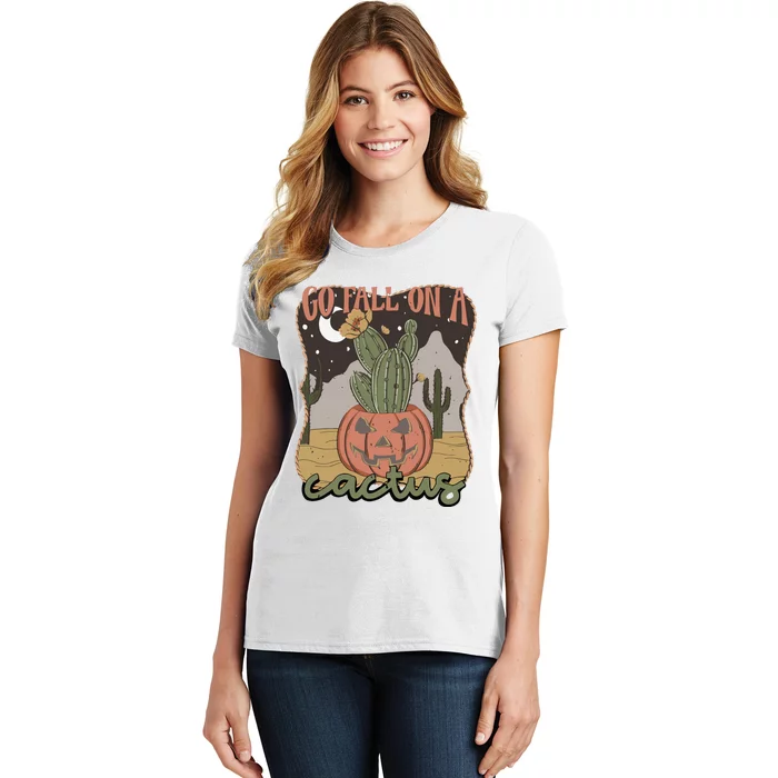 Cactus Retro Halloween Pumpkin Vintage Pumpkin Halloween Women's T-Shirt