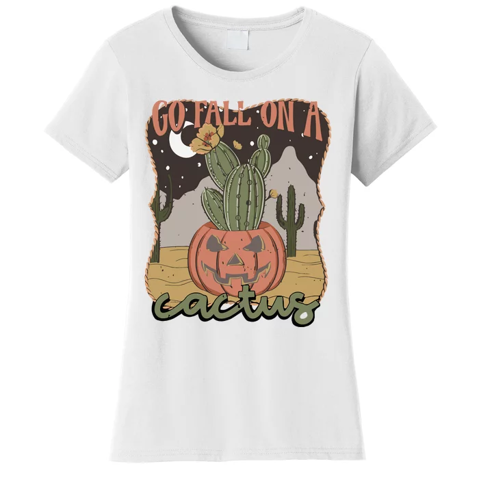 Cactus Retro Halloween Pumpkin Vintage Pumpkin Halloween Women's T-Shirt