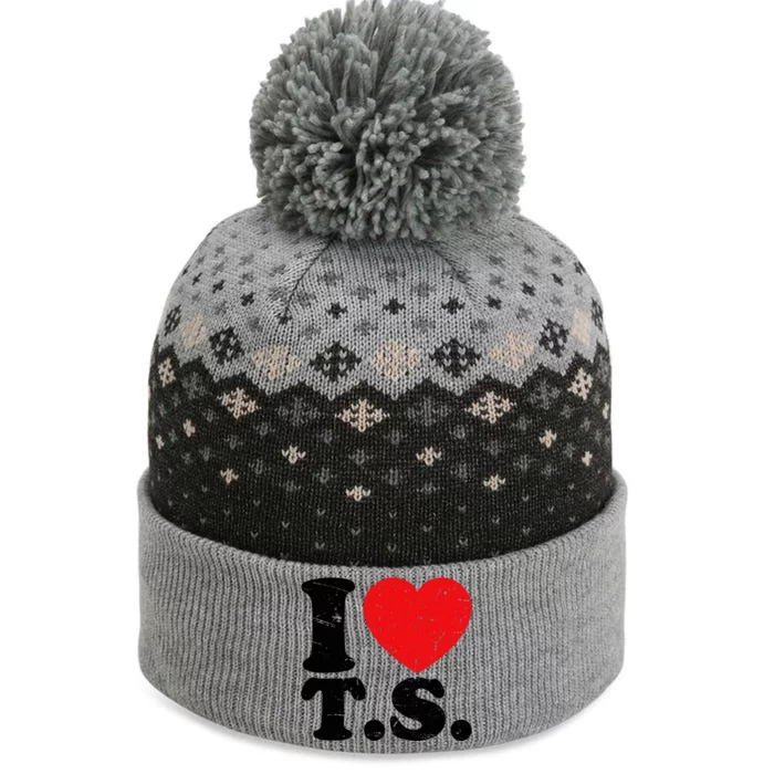 Cute Red Heart I Love T.S The Baniff Cuffed Pom Beanie