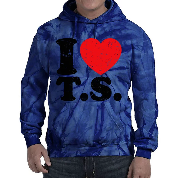 Cute Red Heart I Love T.S Tie Dye Hoodie