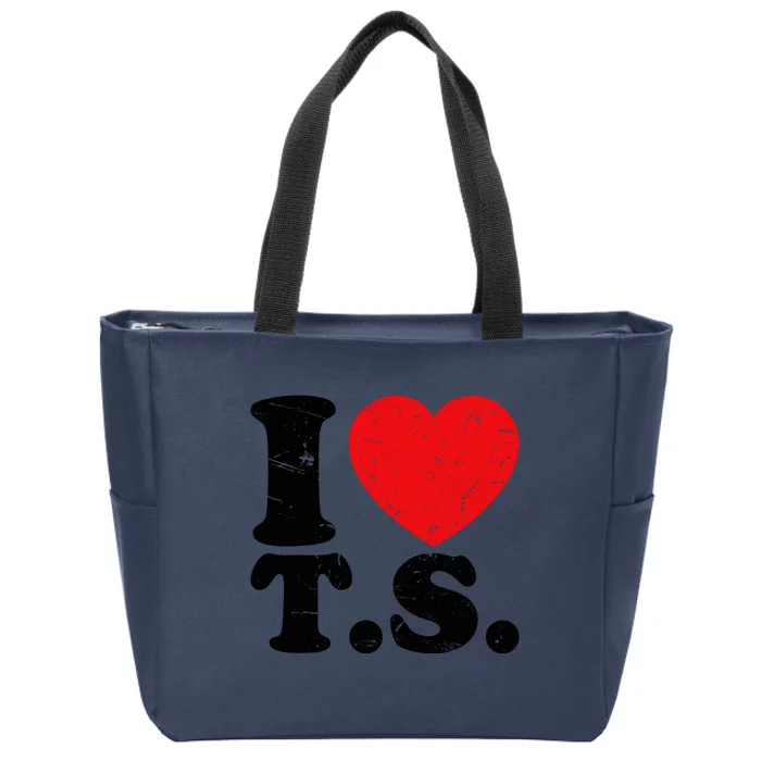 Cute Red Heart I Love T.S Zip Tote Bag