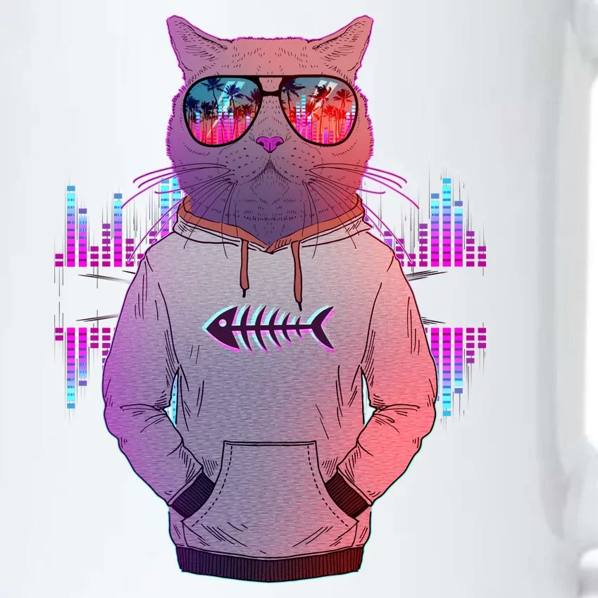 Cool Retro Hipster Hip Hop Music Cat Black Color Changing Mug