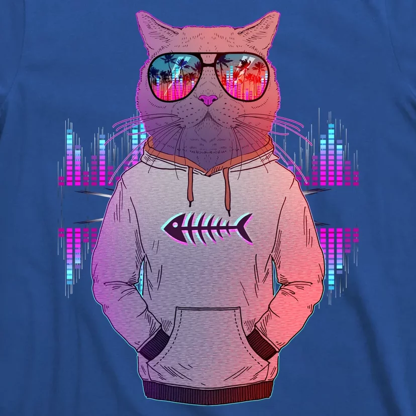 Cool Retro Hipster Hip Hop Music Cat T-Shirt