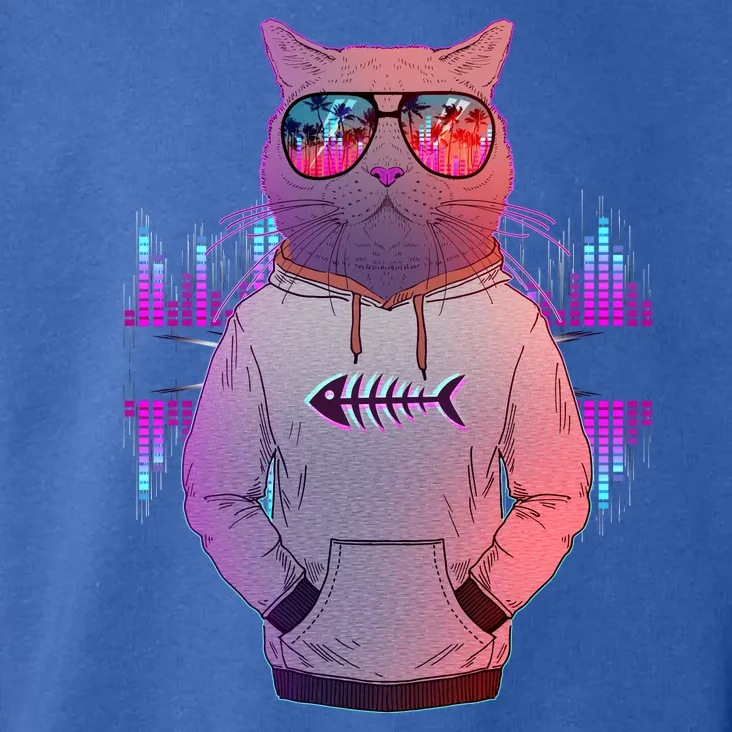 Cool Retro Hipster Hip Hop Music Cat Toddler Hoodie