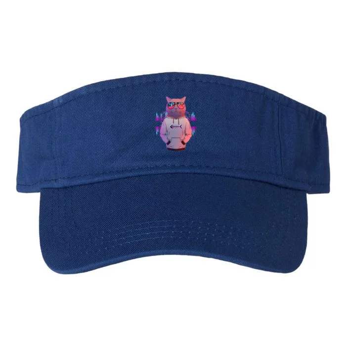 Cool Retro Hipster Hip Hop Music Cat Valucap Bio-Washed Visor