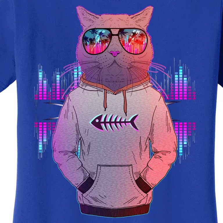 Cool Retro Hipster Hip Hop Music Cat Women's T-Shirt