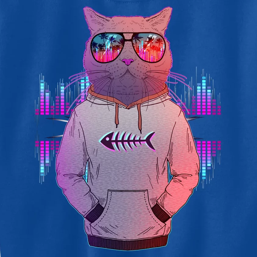 Cool Retro Hipster Hip Hop Music Cat Kids Sweatshirt