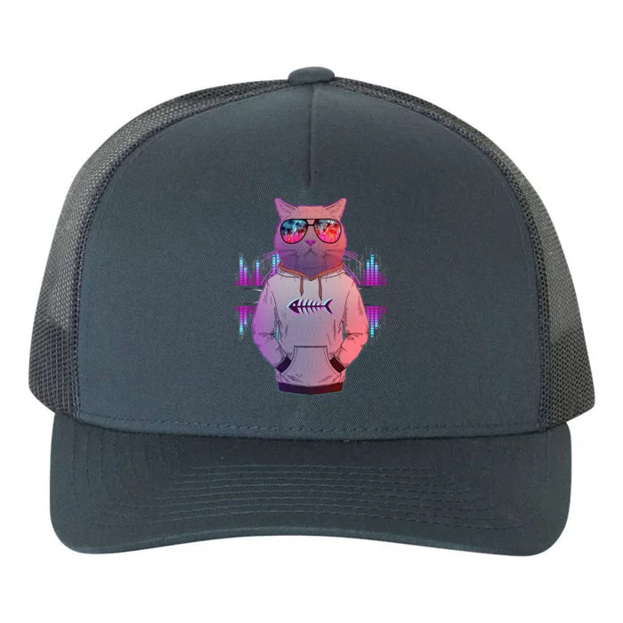 Cool Retro Hipster Hip Hop Music Cat Yupoong Adult 5-Panel Trucker Hat