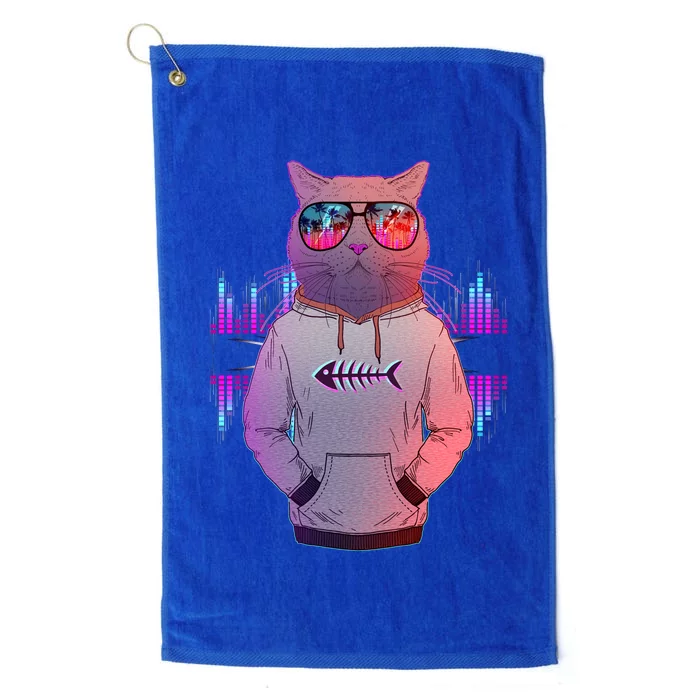 Cool Retro Hipster Hip Hop Music Cat Platinum Collection Golf Towel