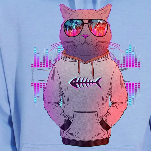 Cool Retro Hipster Hip Hop Music Cat Unisex Surf Hoodie