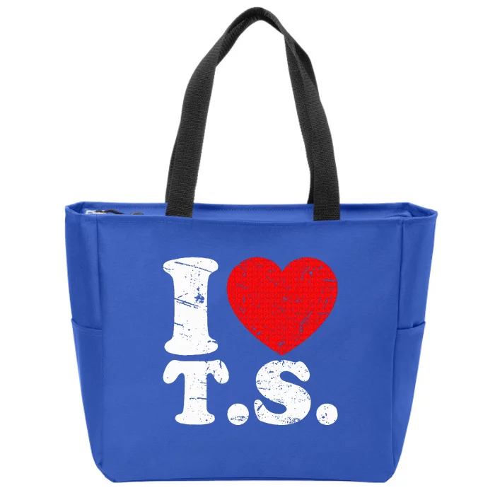 Cute Red Heart I Love T.S Zip Tote Bag