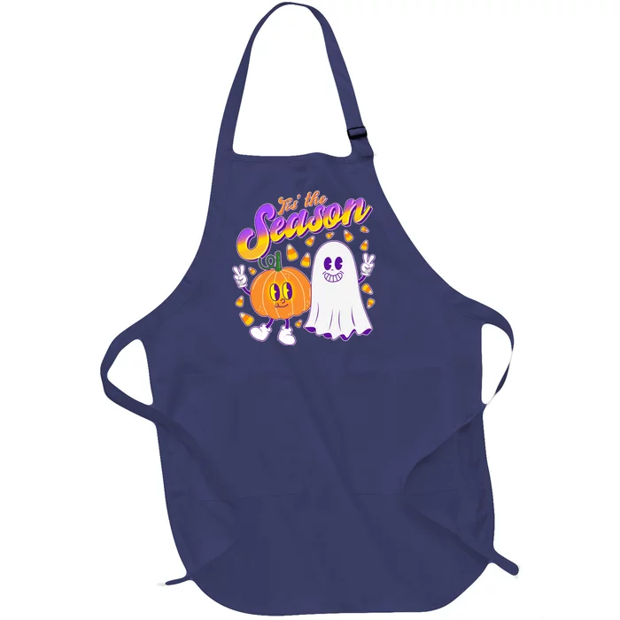 Cute Retro Halloween Tis The Season Full-Length Apron With Pocket