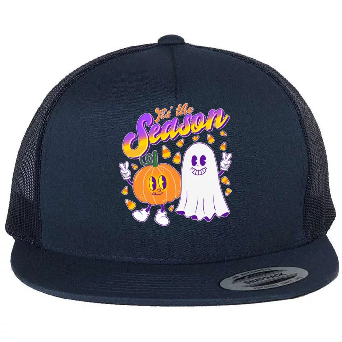 Cute Retro Halloween Tis The Season Flat Bill Trucker Hat