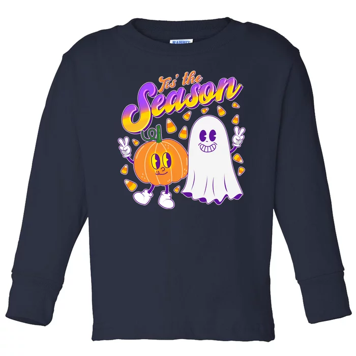 Cute Retro Halloween Tis The Season Toddler Long Sleeve Shirt