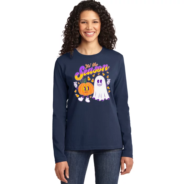 Cute Retro Halloween Tis The Season Ladies Long Sleeve Shirt