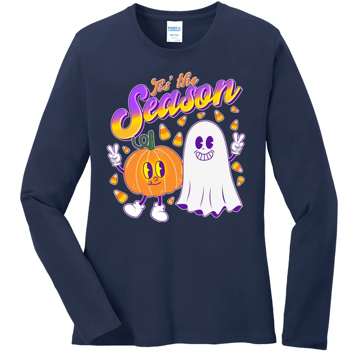 Cute Retro Halloween Tis The Season Ladies Long Sleeve Shirt