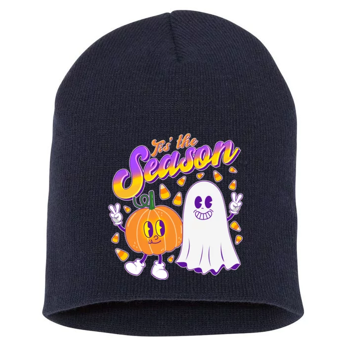 Cute Retro Halloween Tis The Season Short Acrylic Beanie