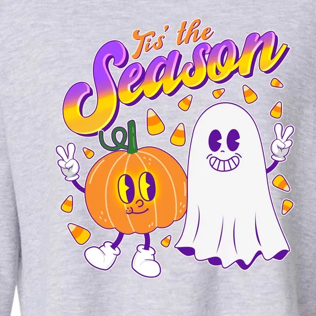 Cute Retro Halloween Tis The Season Cropped Pullover Crew