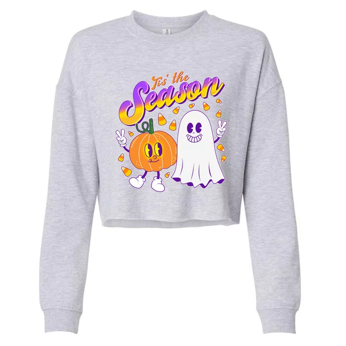 Cute Retro Halloween Tis The Season Cropped Pullover Crew