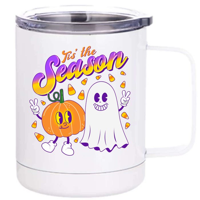 Cute Retro Halloween Tis The Season Front & Back 12oz Stainless Steel Tumbler Cup