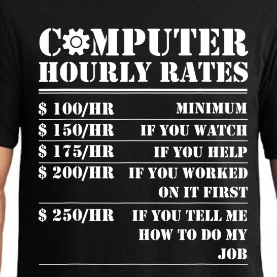 Computer Repair Hourly Rate Funny Tech Support Labor Funny Gift Pajama Set