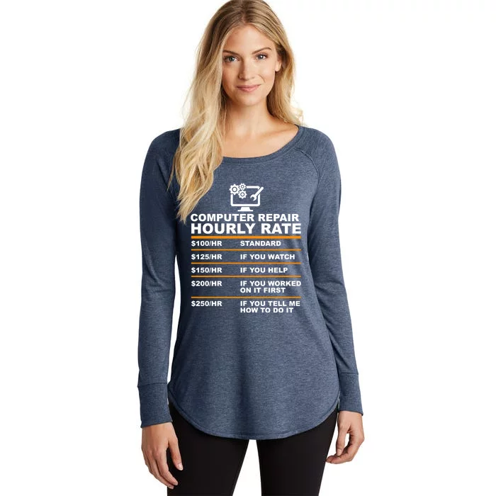 Computer Repair Hourly Rate Computer Repair Geek Cool Gift Cute Gift Women's Perfect Tri Tunic Long Sleeve Shirt