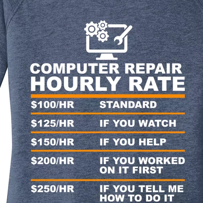 Computer Repair Hourly Rate Computer Repair Geek Cool Gift Cute Gift Women's Perfect Tri Tunic Long Sleeve Shirt