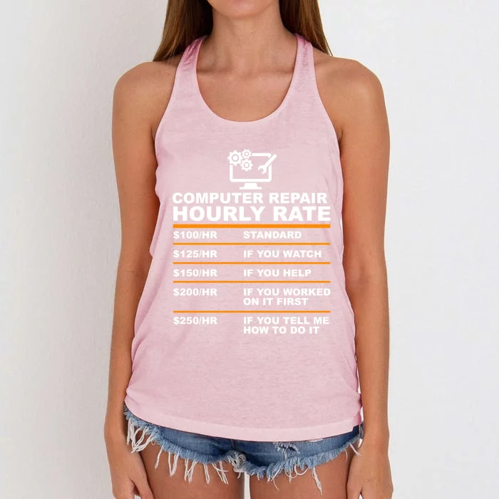 Computer Repair Hourly Rate Computer Repair Geek Cool Gift Cute Gift Women's Knotted Racerback Tank