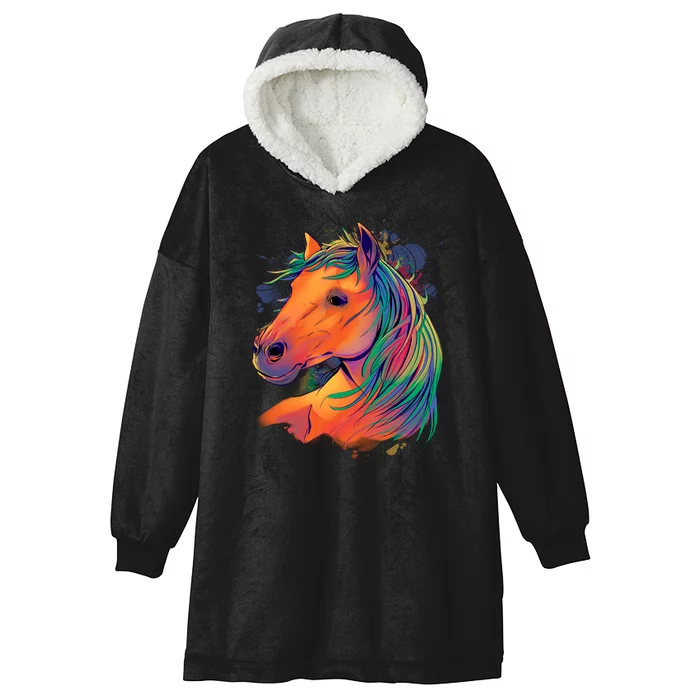 Colorful Rainbow Horse Hooded Wearable Blanket