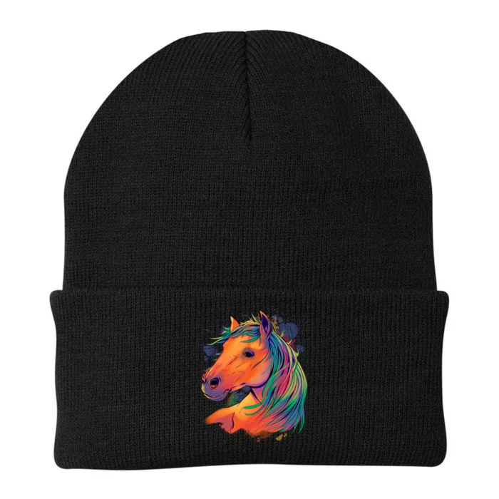 Colorful Rainbow Horse Knit Cap Winter Beanie