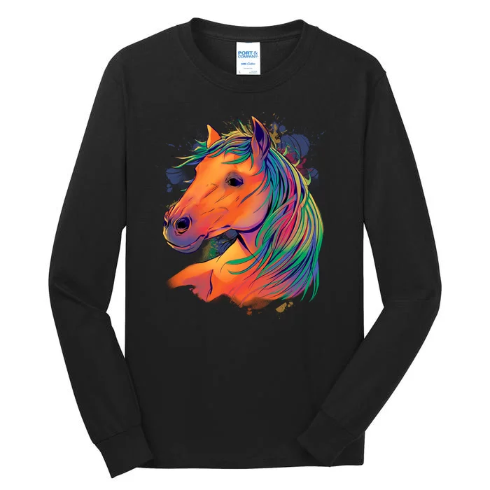 Colorful Rainbow Horse Tall Long Sleeve T-Shirt