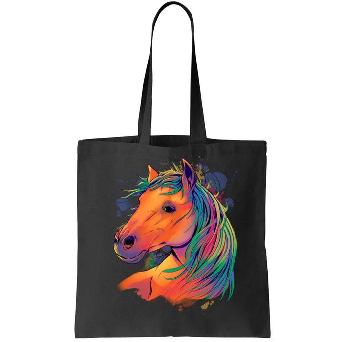 Colorful Rainbow Horse Tote Bag