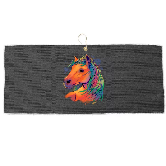 Colorful Rainbow Horse Large Microfiber Waffle Golf Towel