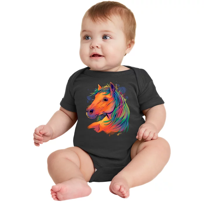 Colorful Rainbow Horse Baby Bodysuit