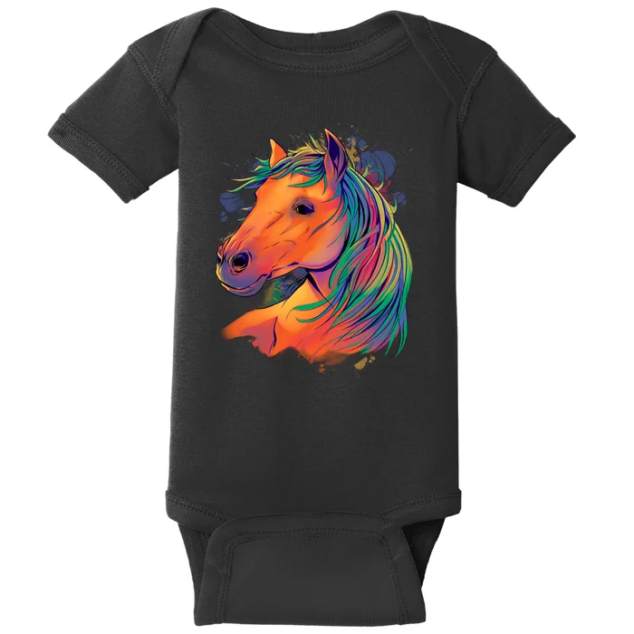 Colorful Rainbow Horse Baby Bodysuit