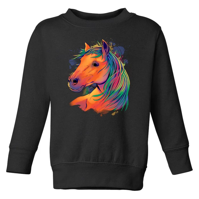 Colorful Rainbow Horse Toddler Sweatshirt